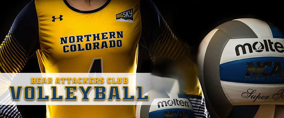 Unidentified volleyball player with the words that say "Bear Attackers Club, UNC Volleyball"